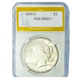 1924-S Silver Peace Dollar PGA MS63+
