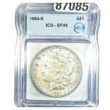1884-S Morgan Silver Dollar ICG EF45