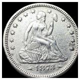 1873 Arrows Seated Liberty Quarter CLOSELY UNCIRCU