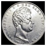 1849 Sardinia Silver 5 Lire CLOSELY UNCIRCULATED