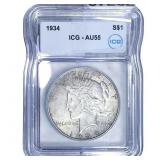 1934 Silver Peace Dollar ICG AU55