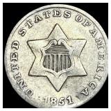 1851 Silver Three-Cent Piece NEARLY UNCIRCULATED