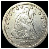 1878-CC Silver Seated Liberty Quarter NEARLY UNCIR