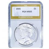 1935 Silver Peace Dollar PGA MS65