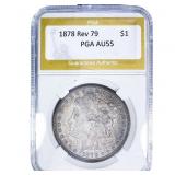 1878 Rev 79 Morgan Silver Dollar PGA AU55