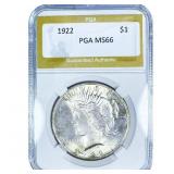 1922 Silver Peace Dollar PGA MS66