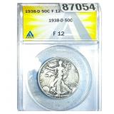 1938-D Walking Liberty Half Dollar ANACS F12