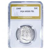 1948 Franklin Half Dollar PGA MS66 FBL