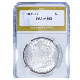 1891-CC Morgan Silver Dollar PGA MS63