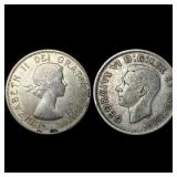 [2 Coins] 1941-1958 Canada Silver 50 Cents NEARLY