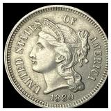 1880 Nickel Three-Cent Piece CLOSELY UNCIRCULATED