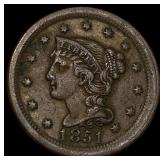 1851 Braided Hair Large Cent NEARLY UNCIRCULATED