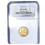 1955-S Wheat Cent NGC MS67 RD