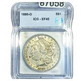1880-O Morgan Silver Dollar ICG EF45