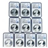 [10 Coins] 2022-W Silver Eagle NGC PF70 Ultra Came