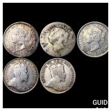 [5 Coins] 1874-1902 Canada Silver 5 Cents