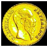 1865 Mexico Gold 1 Peso Maximilian UNCIRCULATED