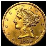 1855-C $5 Gold Half Eagle