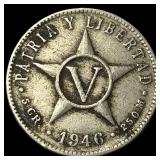 1946 Cuba Silver 5 Centavos