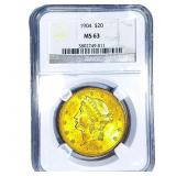 1904 $20 Gold Double Eagle NGC MS63