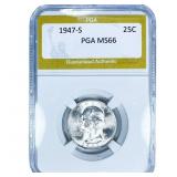 1947-S Washington Silver Quarter PGA MS66