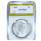 1923 Silver Peace Dollar PGA MS64