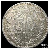 1907 Mexico Silver 50 Centavos