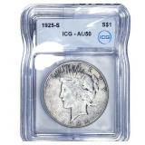 1925-S Silver Peace Dollar ICG AU50
