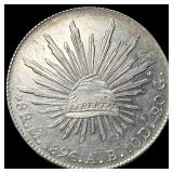 1896-Mo Mexico Silver 8 Reales CLOSELY UNCIRCULATE