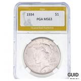 1934 Silver Peace Dollar PGA MS63