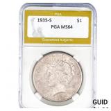 1935-S Silver Peace Dollar PGA MS64