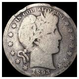 1893-S Silver Barber Half Dollar NICELY CIRCULATED