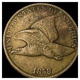 1858 Copper-Nickel Flying Eagle Cent NEARLY UNCIRC