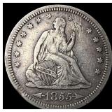 1855 Arrows Seated Liberty Quarter NEARLY UNCIRCUL