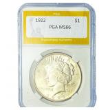 1922 Silver Peace Dollar PGA MS66