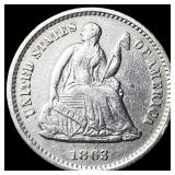 1863-S Silver Half Dime CLOSELY UNCIRCULATED
