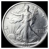 1917 Walking Liberty Half Dollar CLOSELY UNCIRCULA