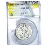 1921-S Walking Liberty Half Dollar ANACS AG3