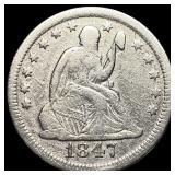 1847-O Silver Seated Liberty Quarter LIGHTLY CIRCU