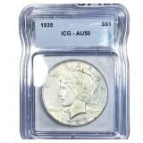 1935 Silver Peace Dollar ICG AU50