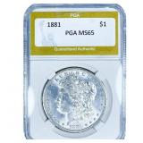 1881 Morgan Silver Dollar PGA MS65