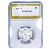 1943-S Washington Silver Quarter PGA MS66