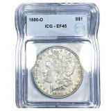 1880-O Morgan Silver Dollar ICG EF45