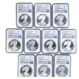 [10 Coins] 2022-W Silver Eagle NGC PF70 Ultra Came