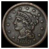 1853 Braided Hair Large Cent NEARLY UNCIRCULATED