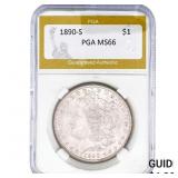 1890-S Morgan Silver Dollar PGA MS66