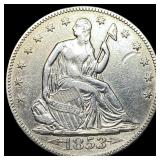 1853 Arrows Seated Liberty Half Dollar NEARLY UNCI