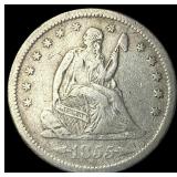 1855-S Silver Seated Liberty Quarter ABOUT UNCIRCU