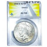 1935 Silver Peace Dollar ANACS AU55