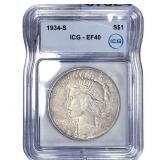 1934-S Silver Peace Dollar ICG EF40